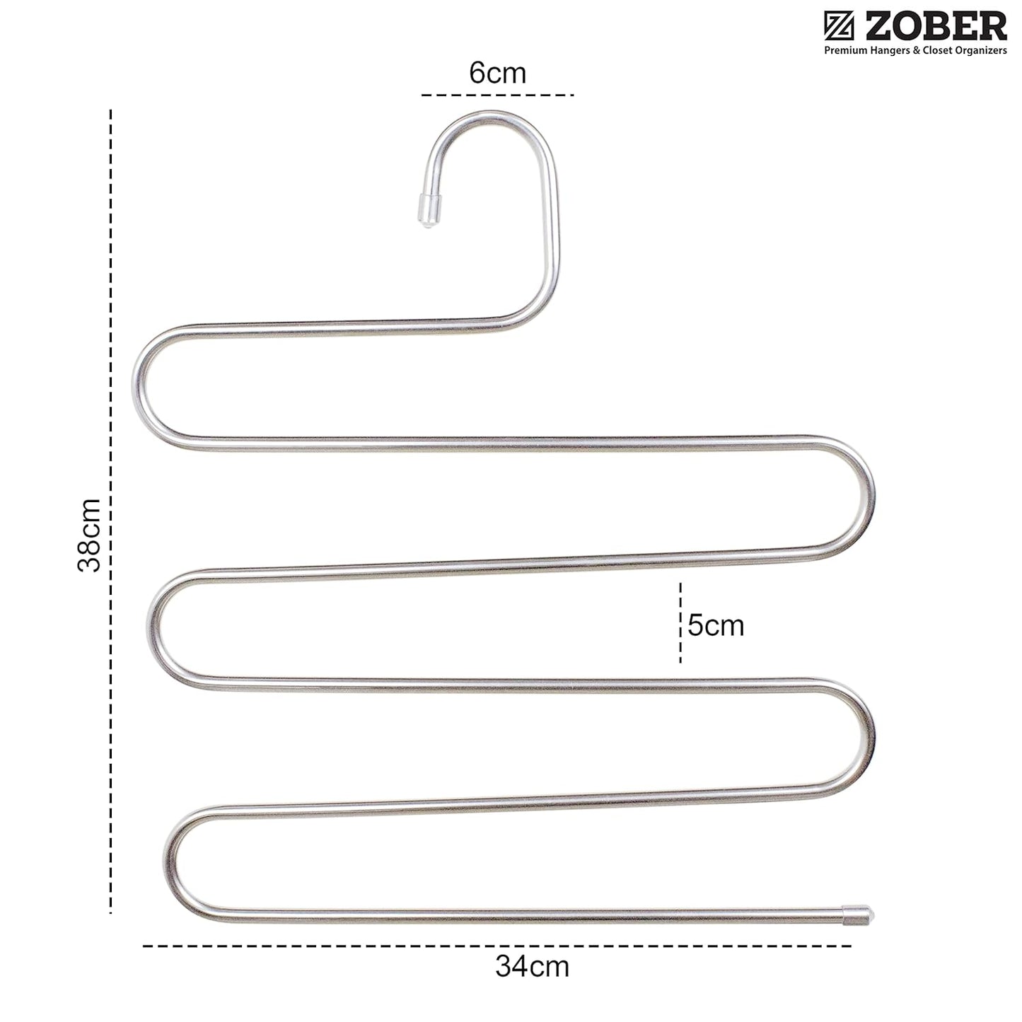 (30% DE DESCUENTO) Percha para pantalones en forma de S de 5 capas ZOBER | Acero inoxidable | Armario multicapa | Para pantalones, jeans, pantalones, bufandas, toallas.