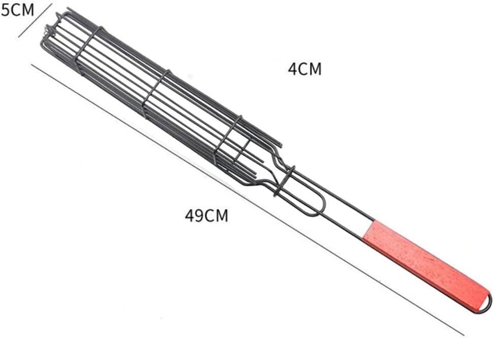 (30% DE DESCUENTO) Cesta de parrilla antiadherente portátil | Con mango largo de madera, herramienta de barbacoa para asar mariscos, verduras y aves.