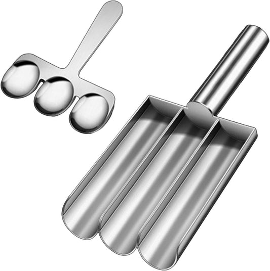 (30% DE DESCUENTO) Máquina para hacer albóndigas de acero inoxidable, herramienta de cocina portátil y cómoda para el hogar, multiusos, de tres tubos