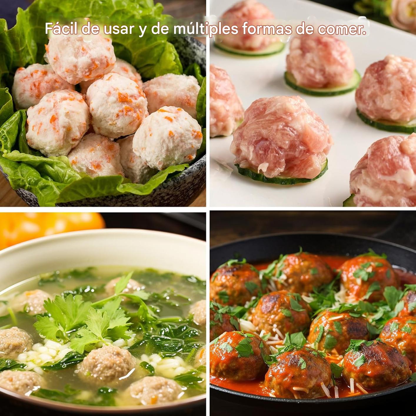 (30% DE DESCUENTO) Máquina para hacer albóndigas de acero inoxidable, herramienta de cocina portátil y cómoda para el hogar, multiusos, de tres tubos