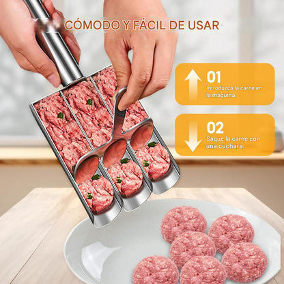 (30% DE DESCUENTO) Máquina para hacer albóndigas de acero inoxidable, herramienta de cocina portátil y cómoda para el hogar, multiusos, de tres tubos