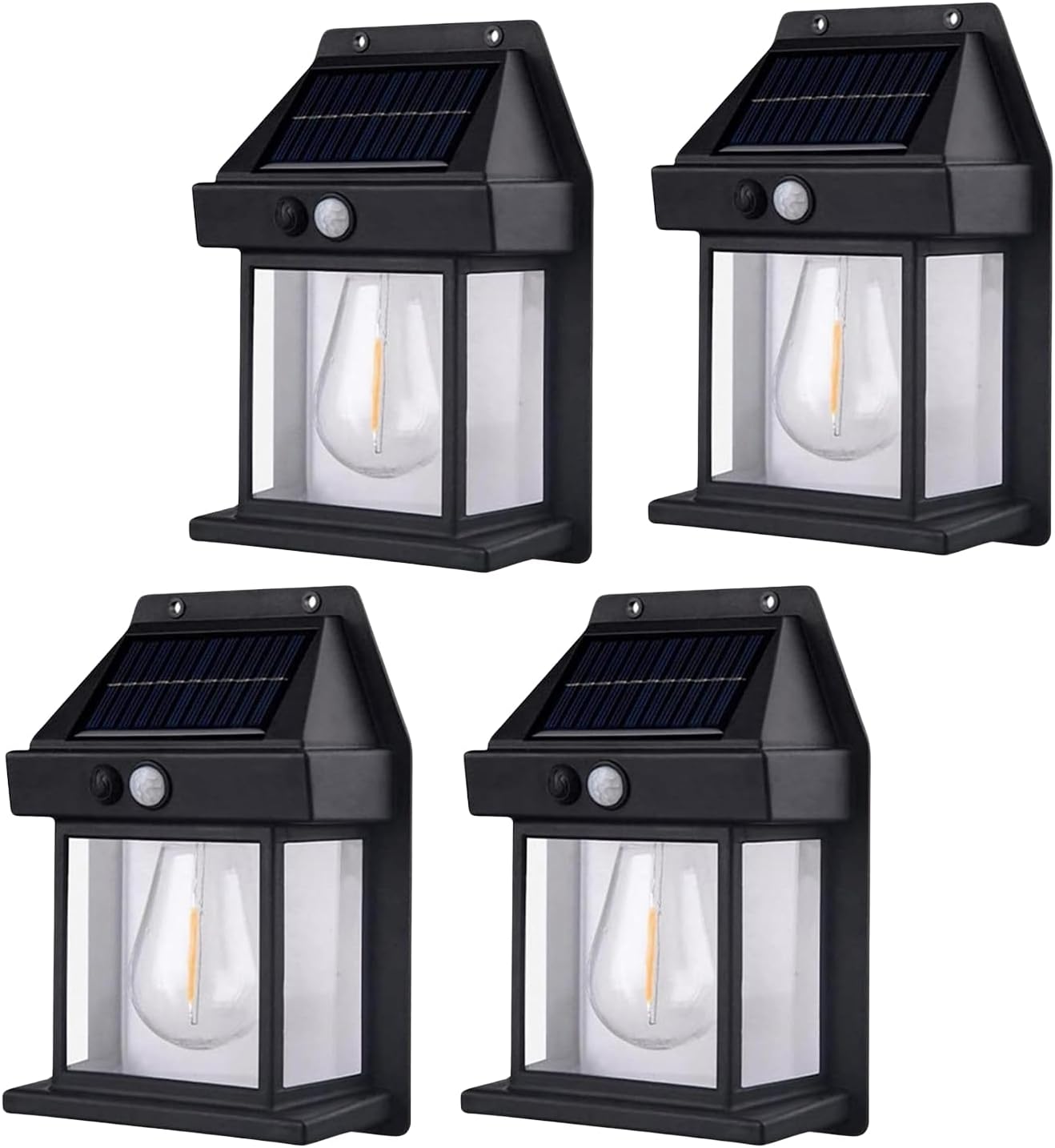 (30% DE DESCUENTO) Lámpara de pared con sensor solar, resistente a la intemperie, luz de pared solar inalámbrica ajustable de 3 velocidades para puerta de entrada, garaje (negro)