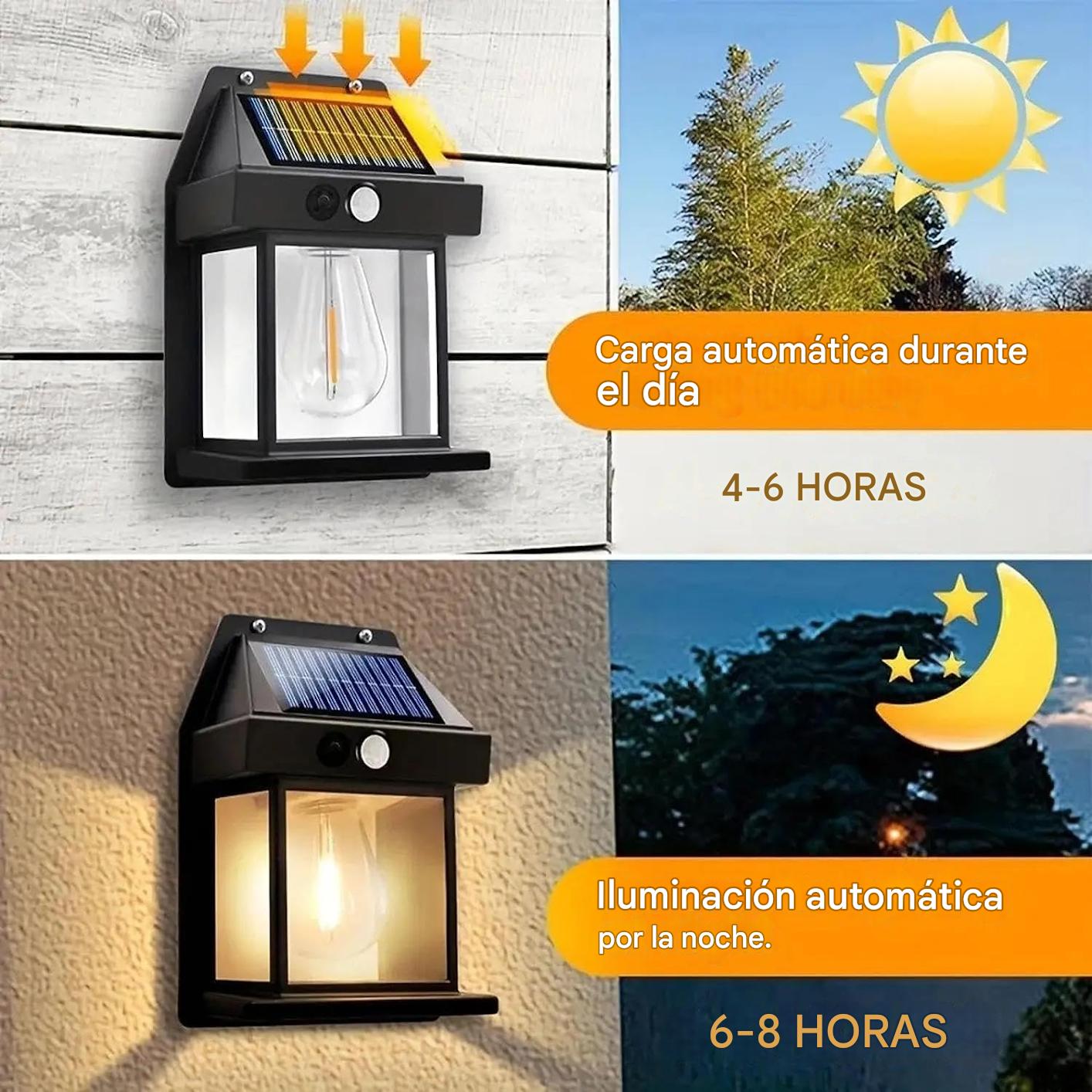 (30% DE DESCUENTO) Lámpara de pared con sensor solar, resistente a la intemperie, luz de pared solar inalámbrica ajustable de 3 velocidades para puerta de entrada, garaje (negro)