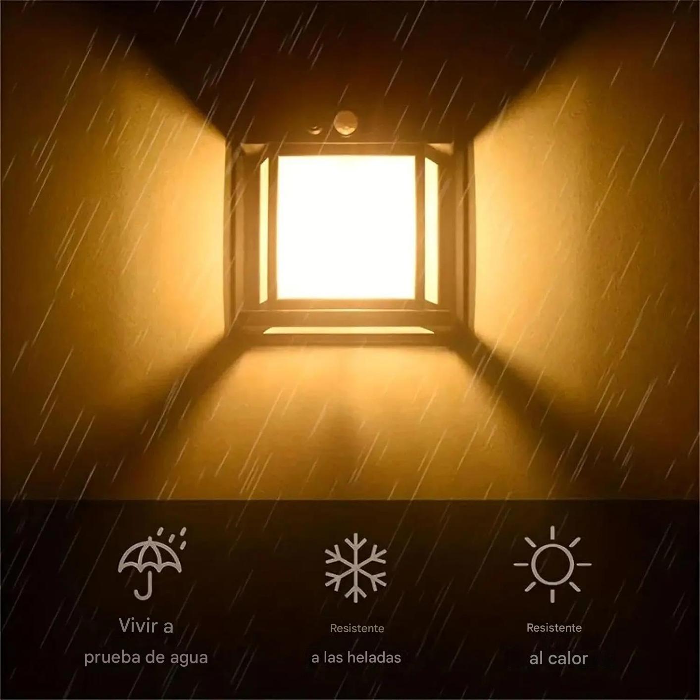 (30% DE DESCUENTO) Lámpara de pared con sensor solar, resistente a la intemperie, luz de pared solar inalámbrica ajustable de 3 velocidades para puerta de entrada, garaje (negro)