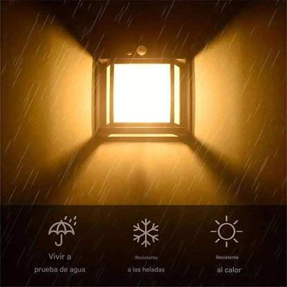 (30% DE DESCUENTO) Lámpara de pared con sensor solar, resistente a la intemperie, luz de pared solar inalámbrica ajustable de 3 velocidades para puerta de entrada, garaje (negro)