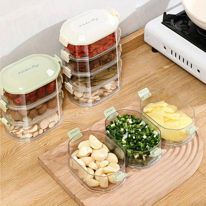 (30% DE DESCUENTO) Caja de almacenamiento de 4 capas Davalba, recipiente hermético, almacenamiento en el refrigerador, frascos de cocina con tapa, a prueba de fugas y caja de almacenamiento de alimentos, frutas, bocadillos y especias