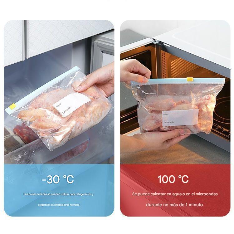 (30% DE DESCUENTO) Bolsa de alimentos sellada gruesa con cierre de cremallera y diseño largo para refrigerador