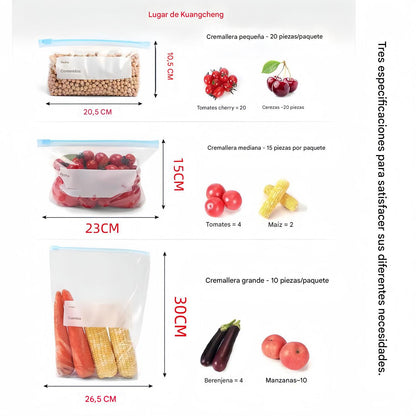 (30% DE DESCUENTO) Bolsa de alimentos sellada gruesa con cierre de cremallera y diseño largo para refrigerador